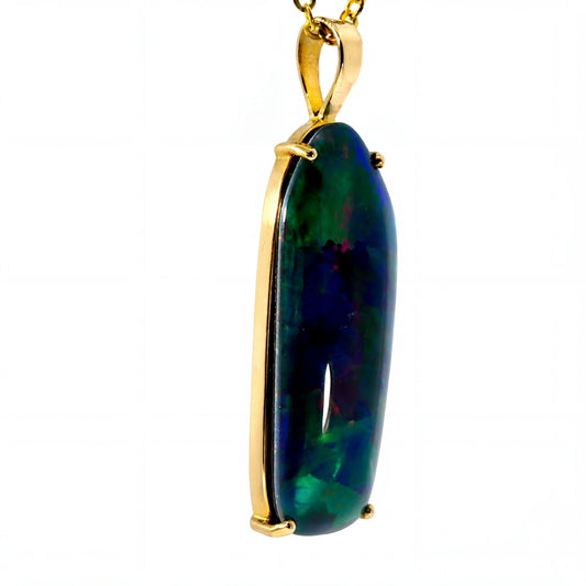 Triplet Opal Pendant in 14K Yellow Gold - Multicolour