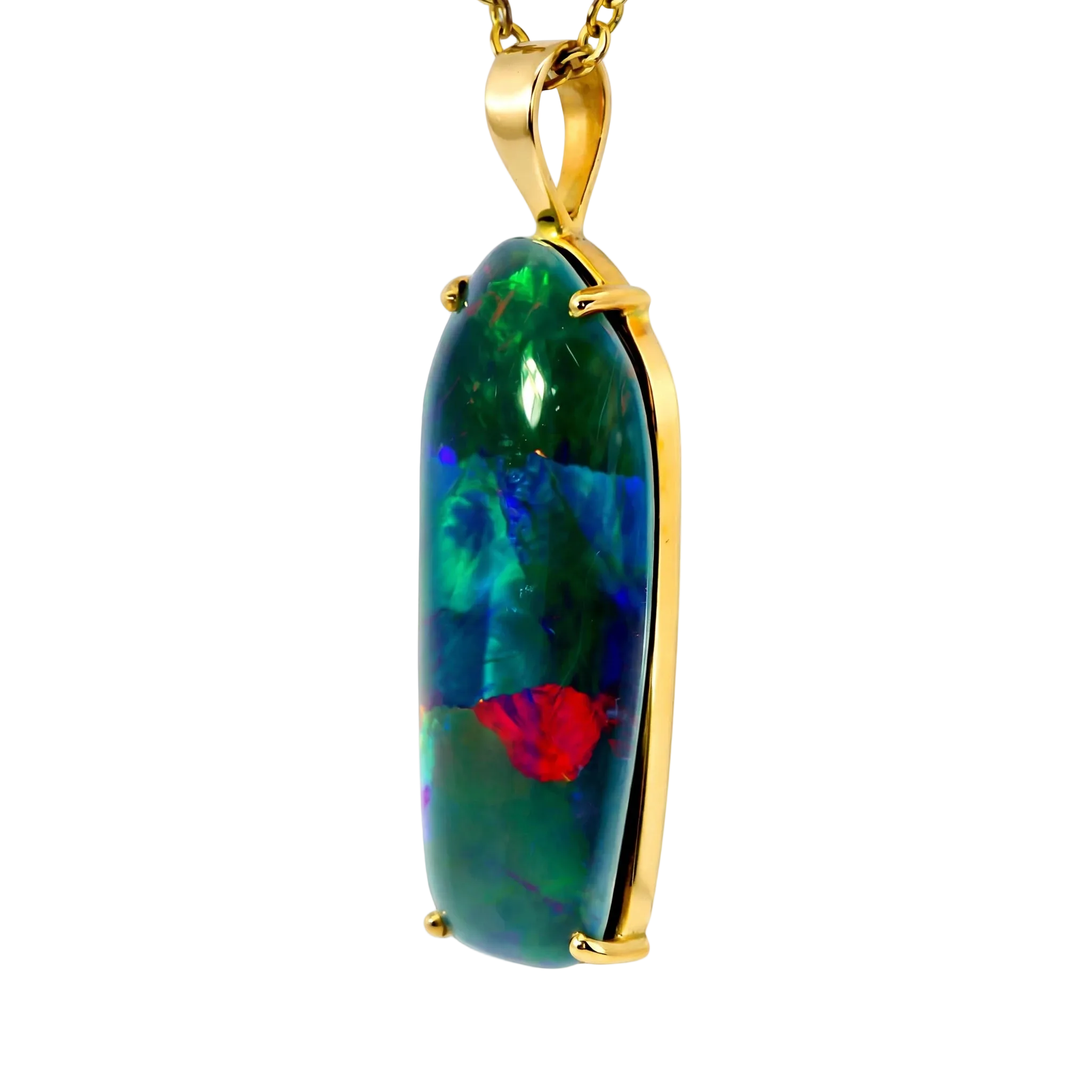 Triplet Opal Pendant in 14K Yellow Gold - Multicolour - Australian Opal Cutters and Pearl Divers