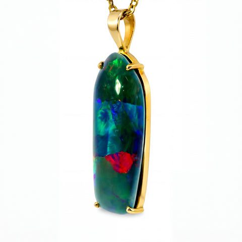 Triplet Opal Pendant in 14K Yellow Gold - Multicolour