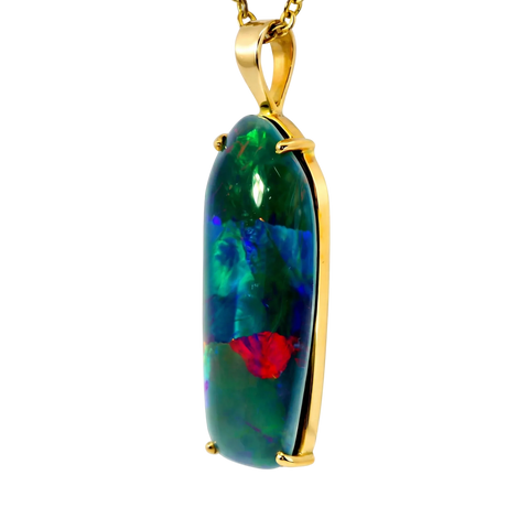 Triplet Opal Pendant in 14K Yellow Gold - Multicolour - Australian Opal Cutters and Pearl Divers