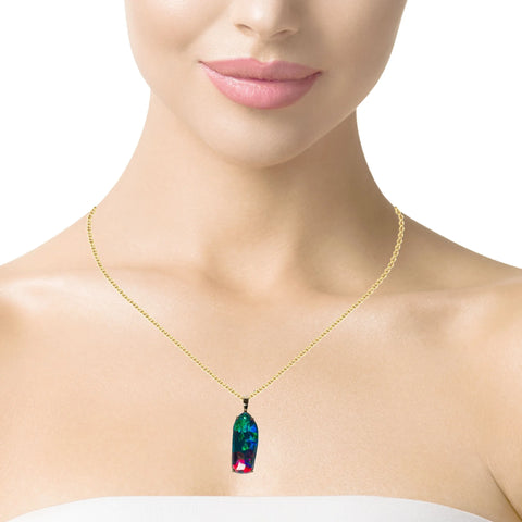 Triplet Opal Pendant in 14K Yellow Gold - Multicolour