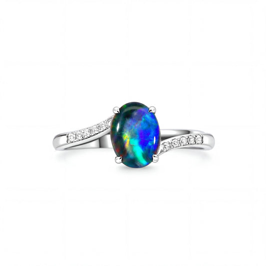 Triplet Opal Ring in 925 Sterling Silver - Multicolour - Australian Opal Cutters and Pearl Divers