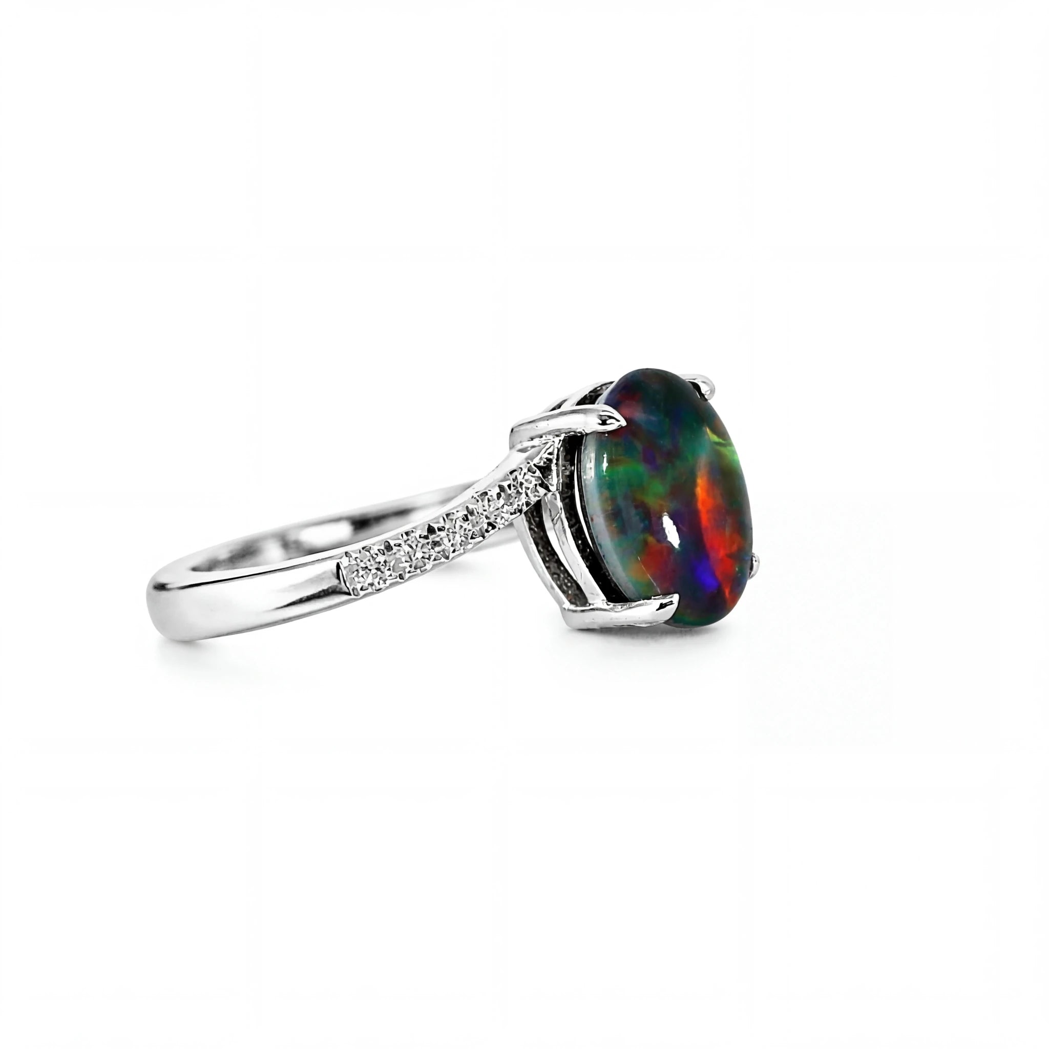 Triplet Opal Ring in 925 Sterling Silver - Multicolour - Australian Opal Cutters and Pearl Divers