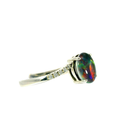 Triplet Opal Ring in 925 Sterling Silver - Multicolour