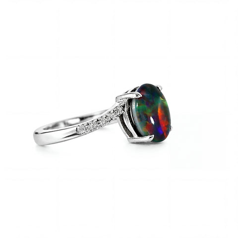 Triplet Opal Ring in 925 Sterling Silver - Multicolour - Australian Opal Cutters and Pearl Divers