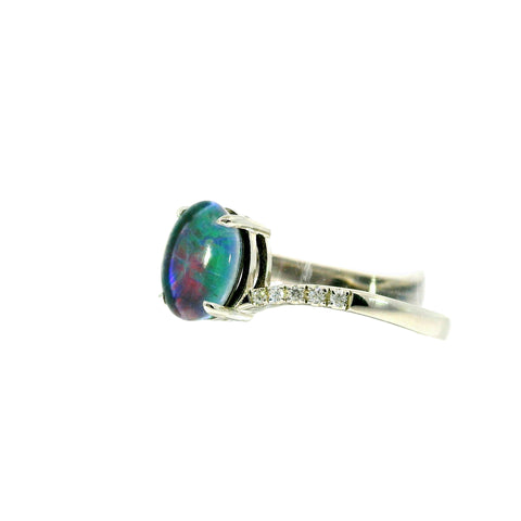 Triplet Opal Ring in 925 Sterling Silver - Multicolour