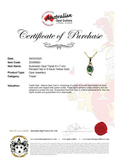 Triplet Opal Pendant in 9K Yellow Gold - Green-Blue