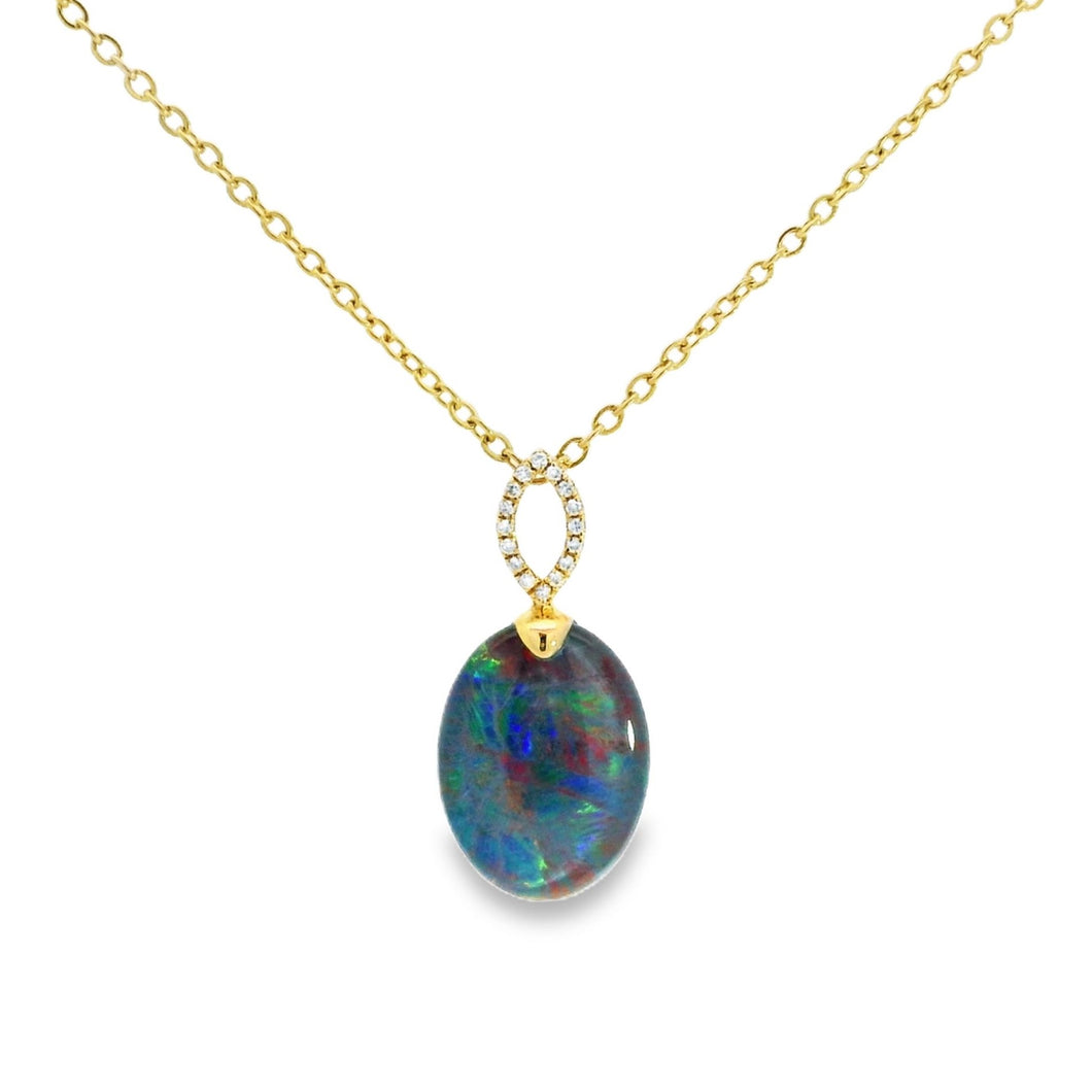 Australian Opal Triplet Pendant set in 14K Yellow Gold