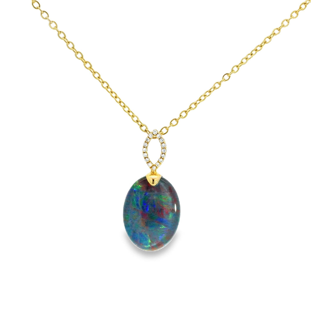 Australian Opal Triplet Pendant set in 14K Yellow Gold