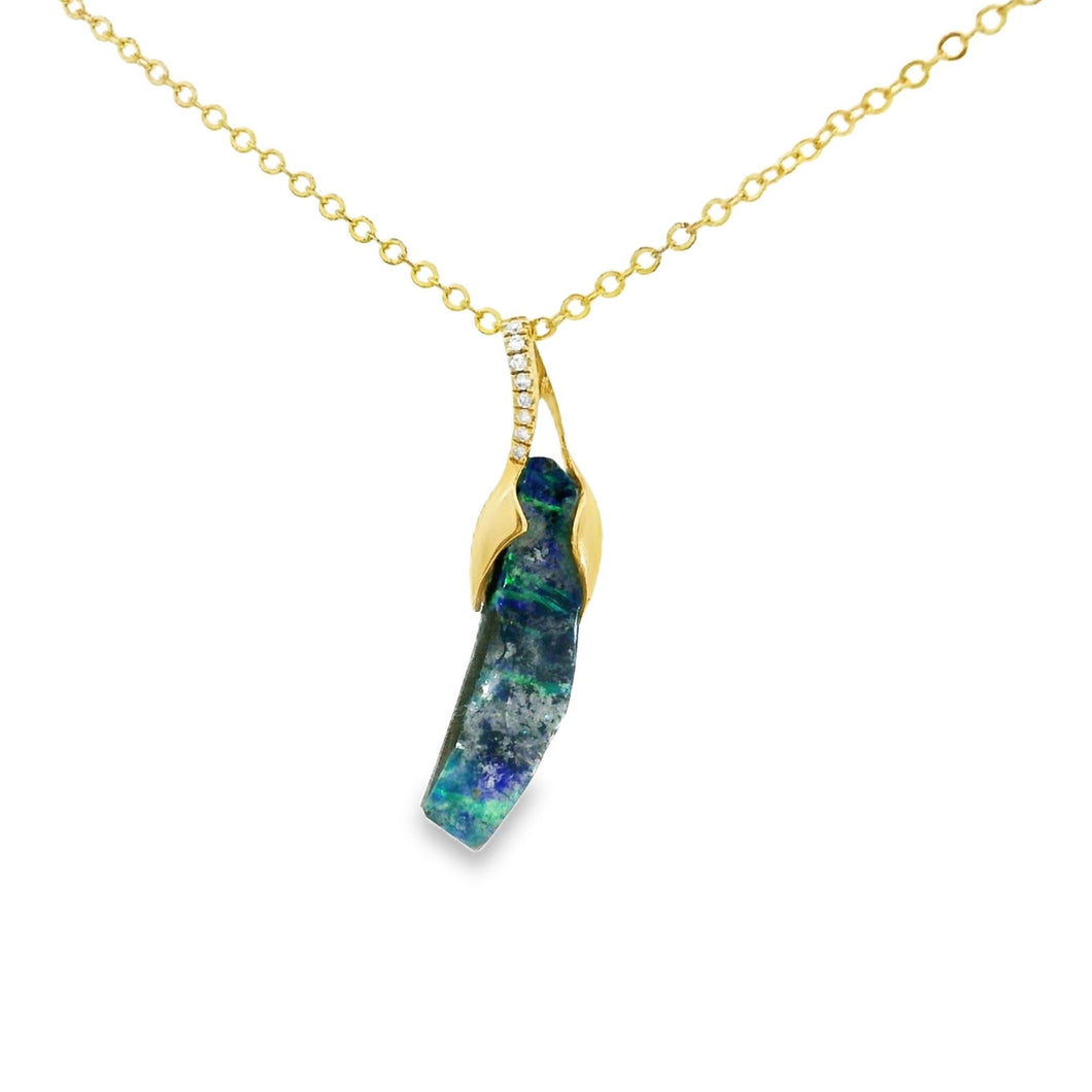 Australian Opal Boulder Pendant set in 14K Yellow Gold