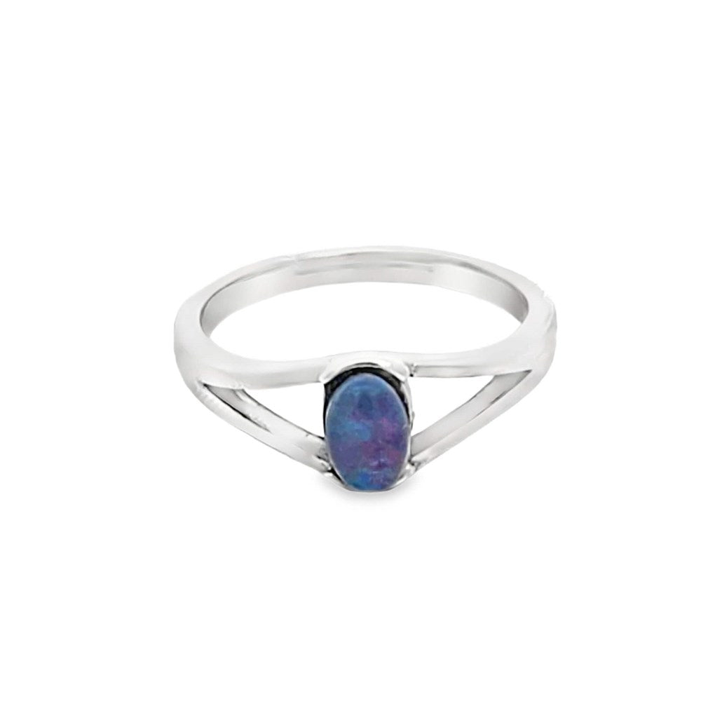 Australian Opal Triplet Ring set in Stainless Steel