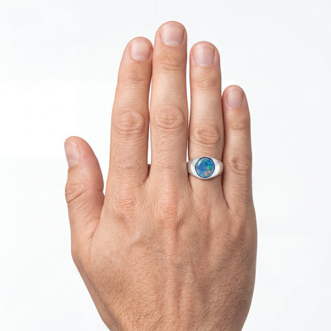Triplet Opal Ring in Stainless Steel - Multicolour