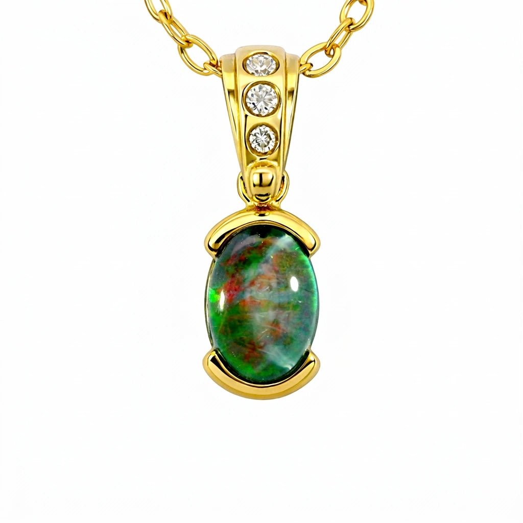Triplet Opal Pendant in 9K Yellow Gold - Multicolour - Australian Opal Cutters and Pearl Divers