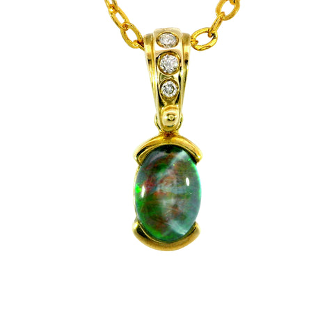 Triplet Opal Pendant in 9K Yellow Gold - Multicolour