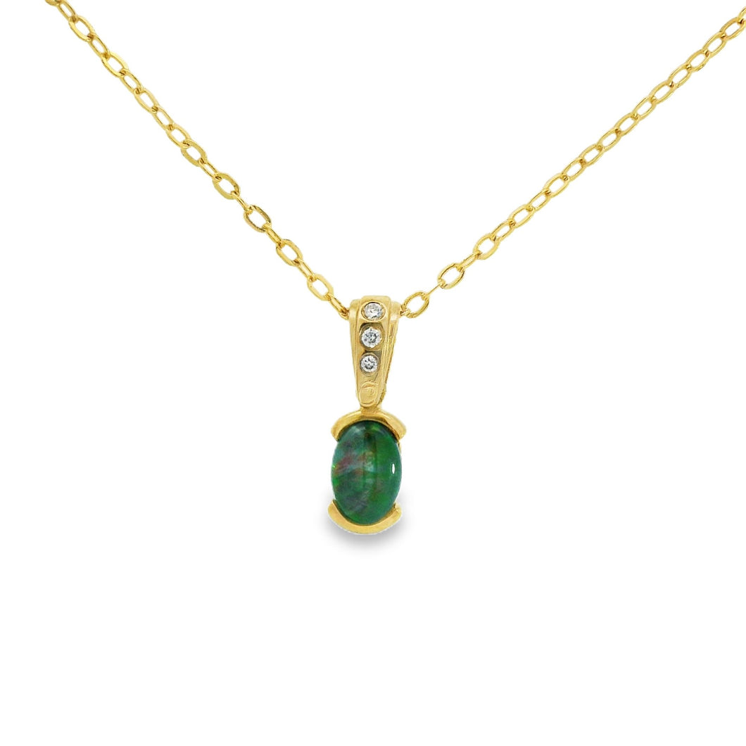 Australian Opal Triplet Pendant set in 9K Yellow Gold