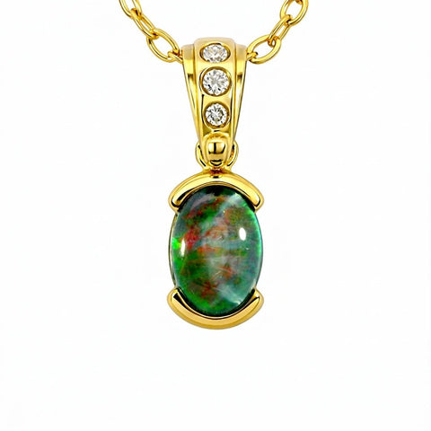 Triplet Opal Pendant in 9K Yellow Gold - Multicolour - Australian Opal Cutters and Pearl Divers