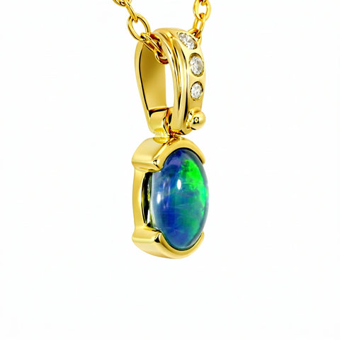 Triplet Opal Pendant in 9K Yellow Gold - Multicolour