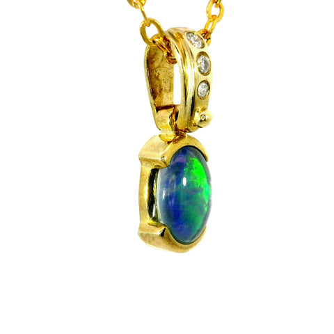 Triplet Opal Pendant in 9K Yellow Gold - Multicolour