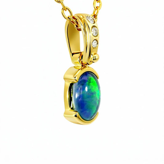 Triplet Opal Pendant in 9K Yellow Gold - Multicolour - Australian Opal Cutters and Pearl Divers
