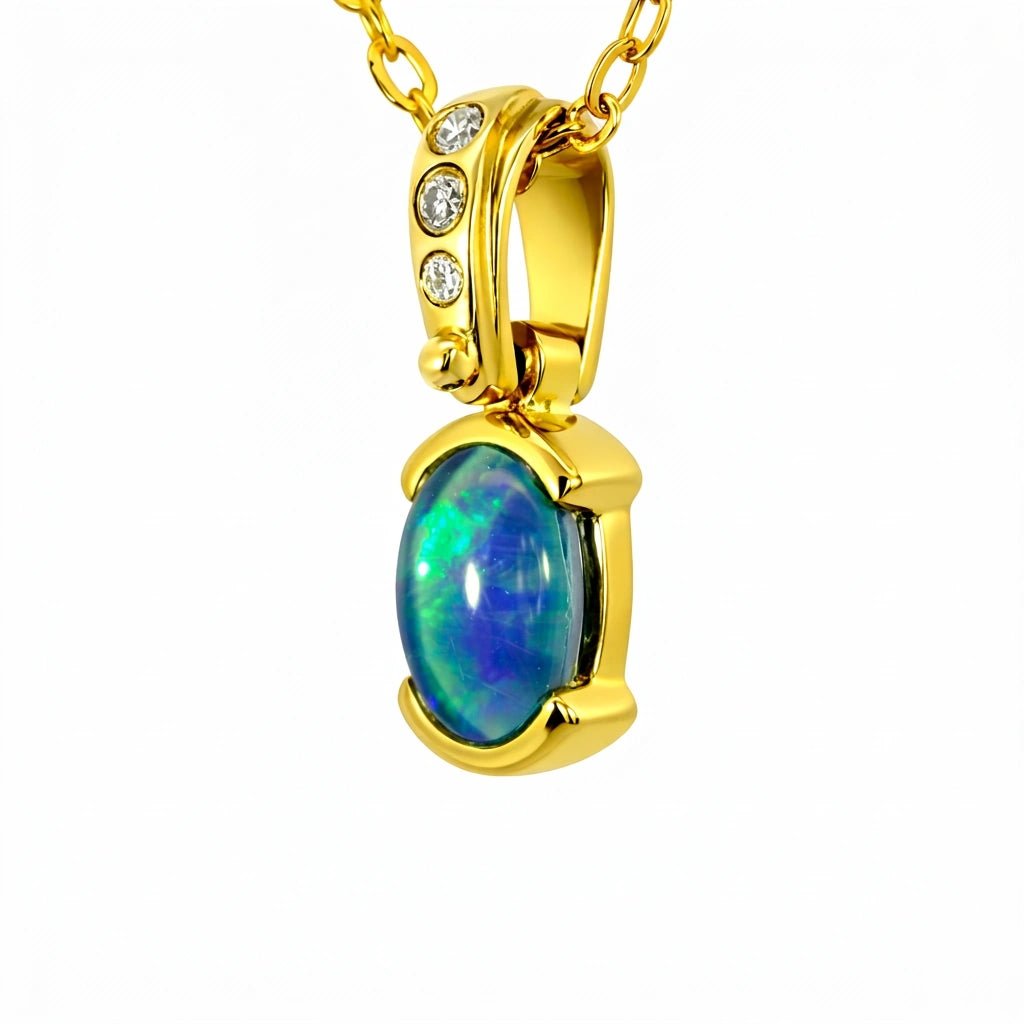 Triplet Opal Pendant in 9K Yellow Gold - Multicolour - Australian Opal Cutters and Pearl Divers