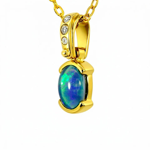 Triplet Opal Pendant in 9K Yellow Gold - Multicolour - Australian Opal Cutters and Pearl Divers