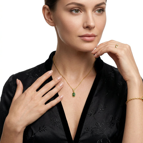 Triplet Opal Pendant in 9K Yellow Gold - Multicolour