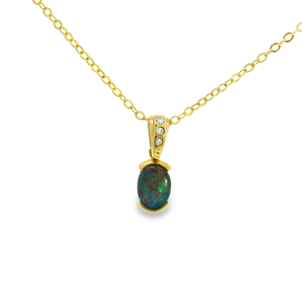 Australian Opal Triplet Pendant set in 9K Yellow Gold