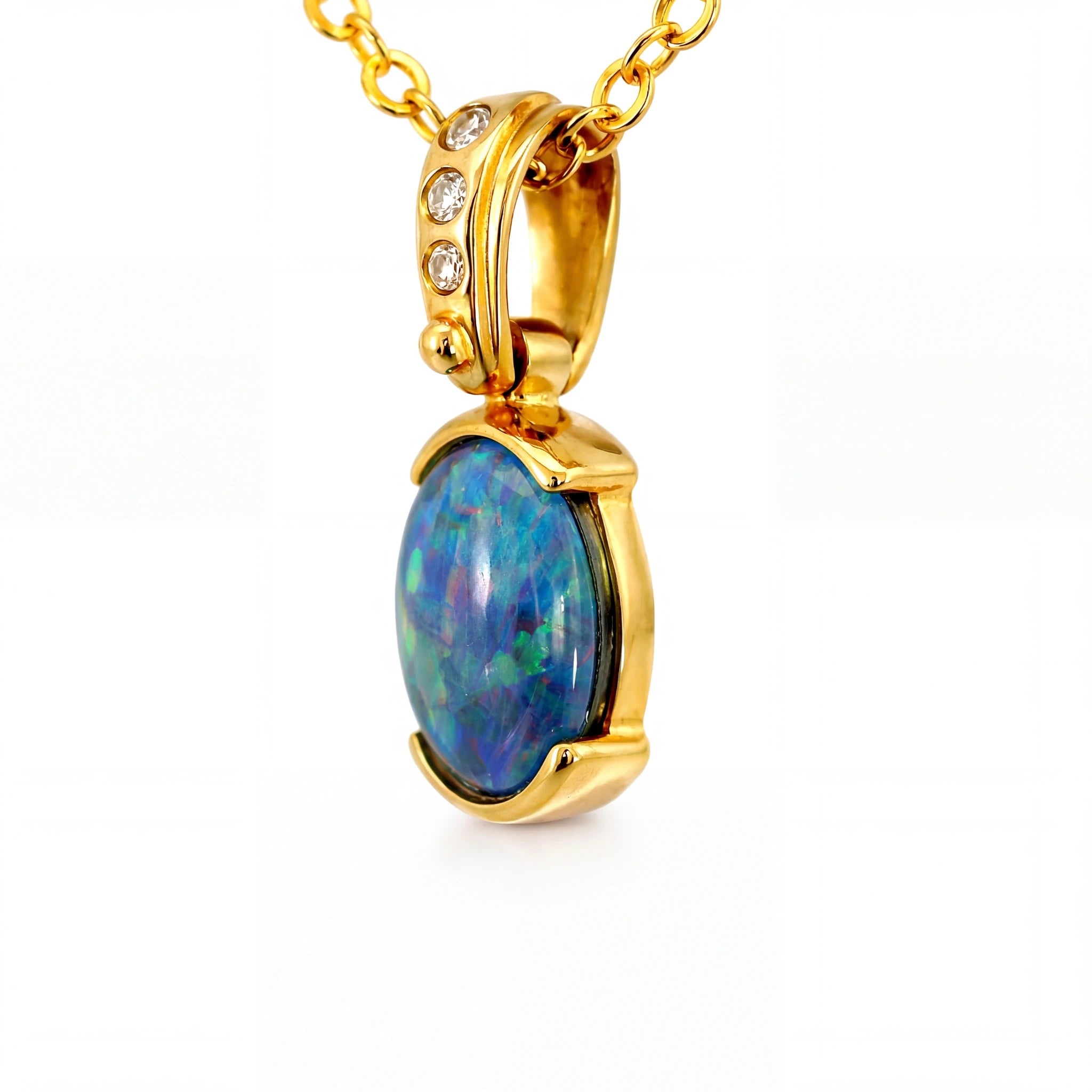 Triplet Opal Pendant in 9K Yellow Gold - Multicolour - Australian Opal Cutters and Pearl Divers
