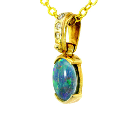 Triplet Opal Pendant in 9K Yellow Gold - Multicolour