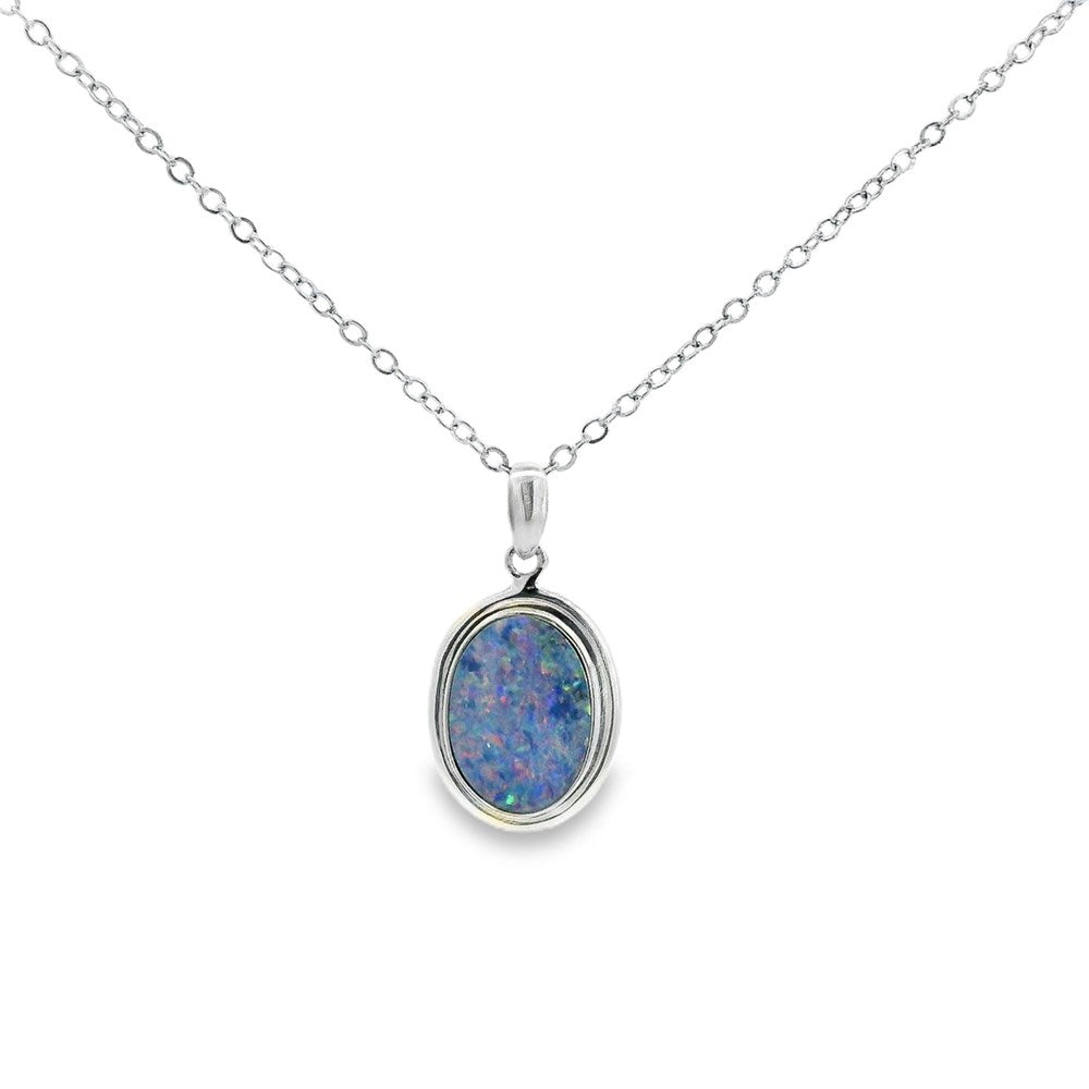 Australian Opal Doublet Pendant set in Sterling Silver