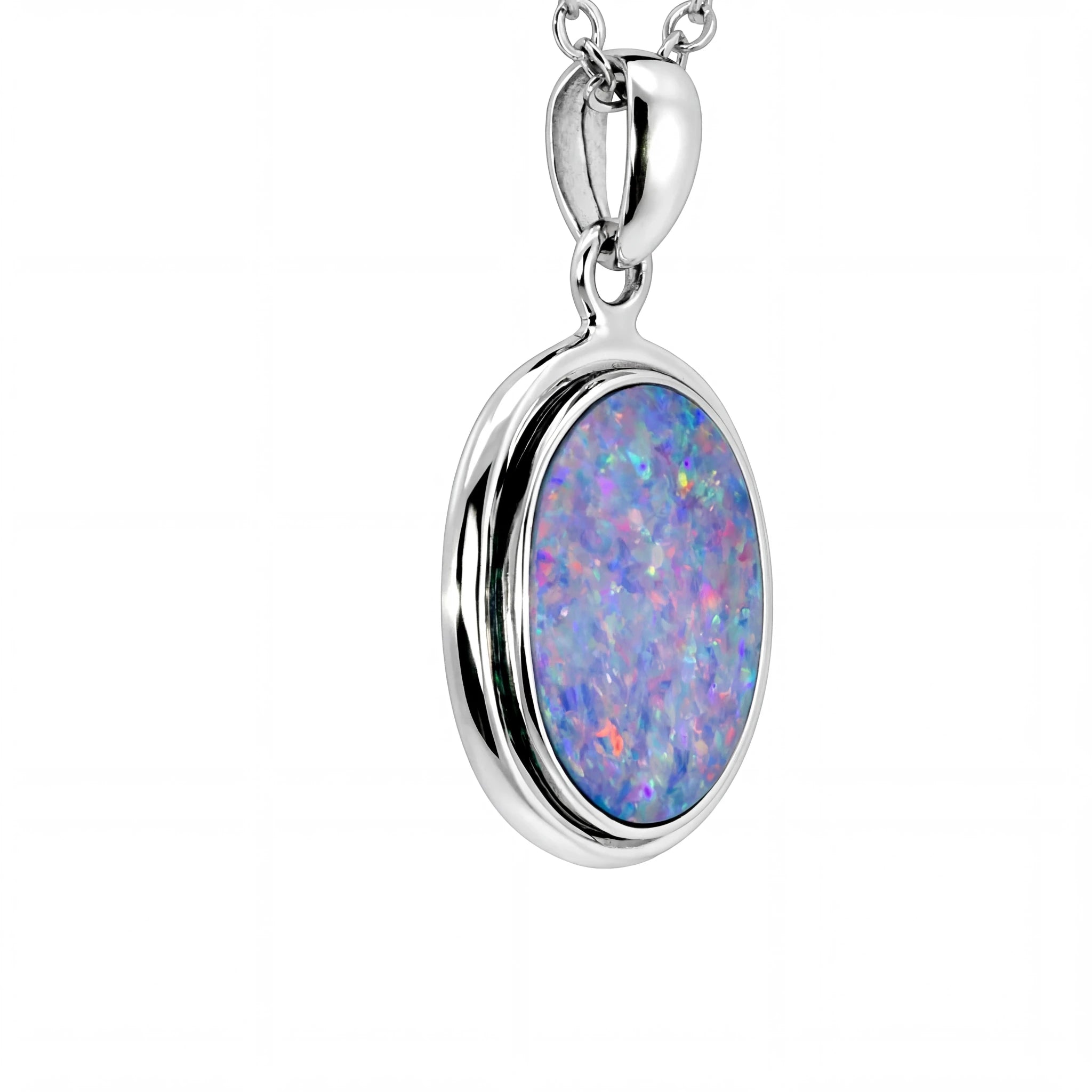 Doublet Opal Pendant in 925 Sterling Silver - Multicolour - Australian Opal Cutters and Pearl Divers