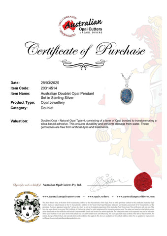 Light Opal Pendant in 925 Sterling Silver - Multicolour