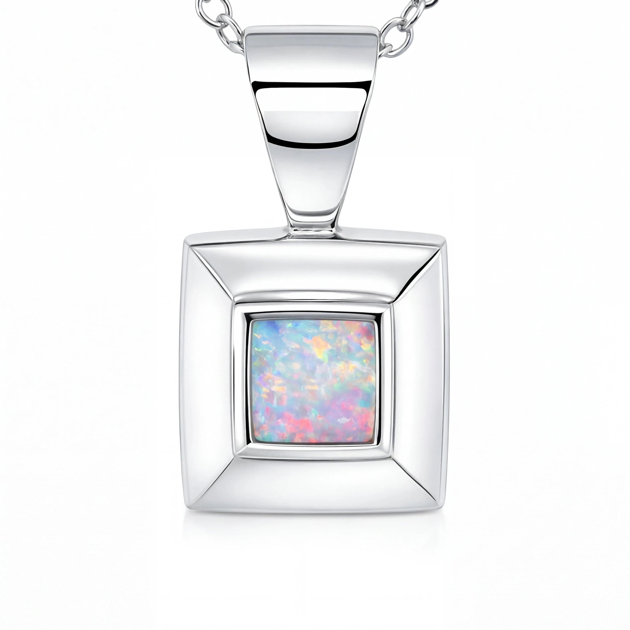 Light Opal Pendant in 925 Sterling Silver - Multicolour - Australian Opal Cutters and Pearl Divers