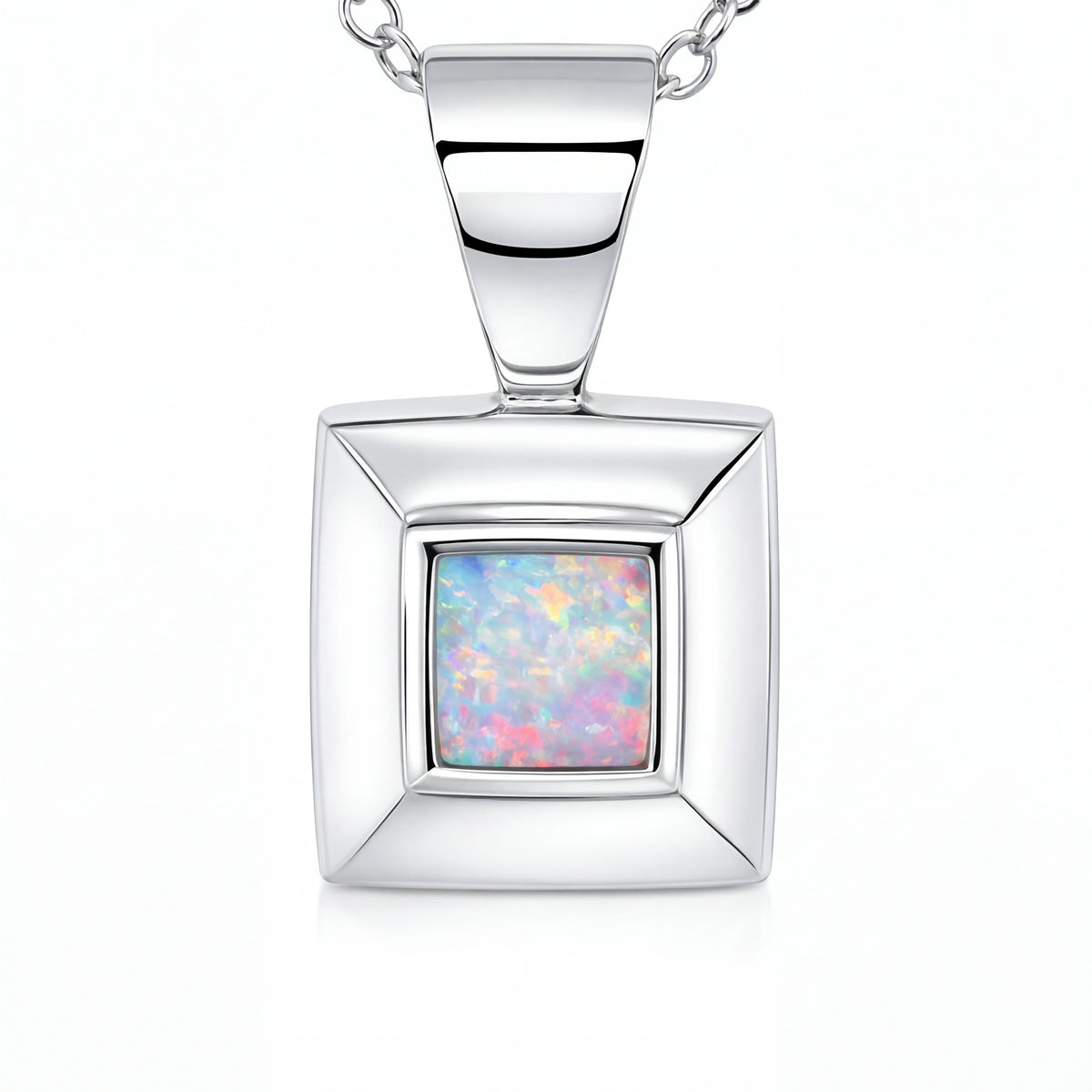 Light Opal Pendant in 925 Sterling Silver - Multicolour