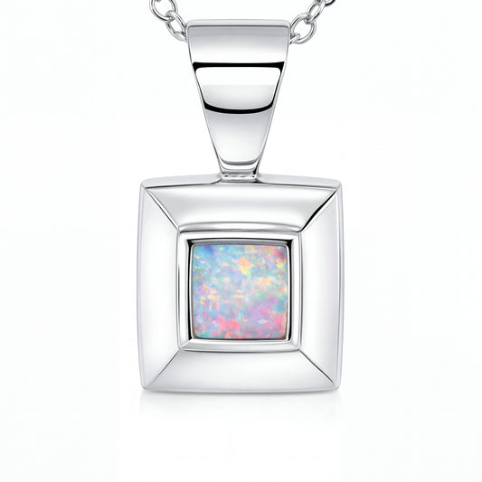 Light Opal Pendant in 925 Sterling Silver - Multicolour