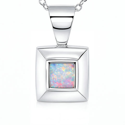 Light Opal Pendant in 925 Sterling Silver - Multicolour