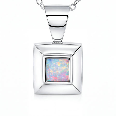 Light Opal Pendant in 925 Sterling Silver - Multicolour - Australian Opal Cutters and Pearl Divers