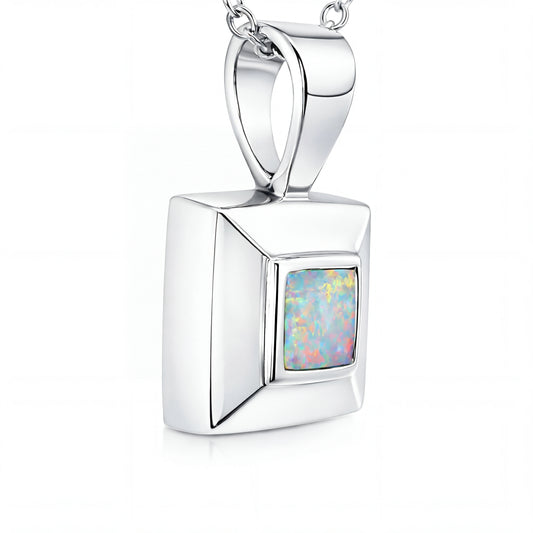 Light Opal Pendant in 925 Sterling Silver - Multicolour