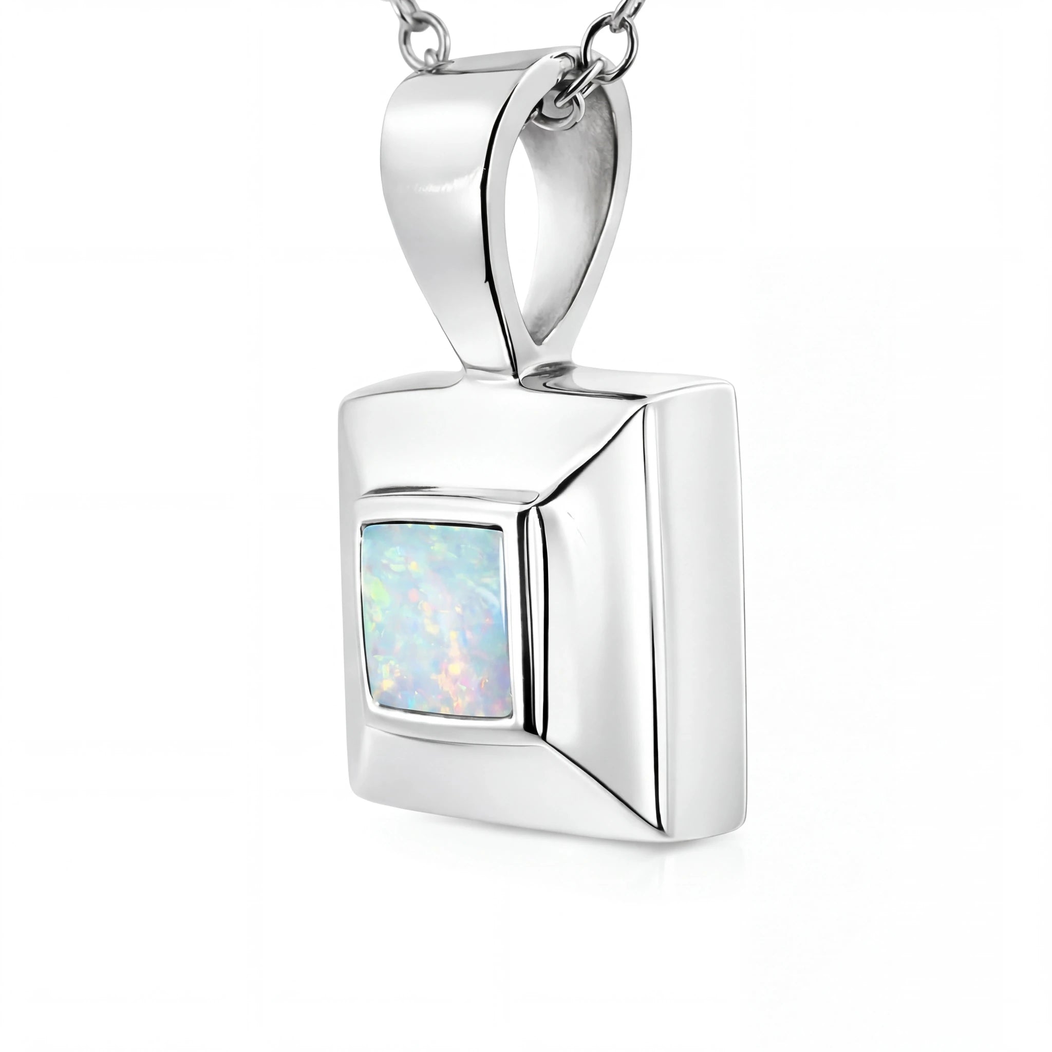 Light Opal Pendant in 925 Sterling Silver - Multicolour - Australian Opal Cutters and Pearl Divers