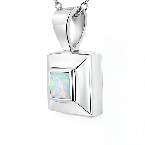 Light Opal Pendant in 925 Sterling Silver - Multicolour