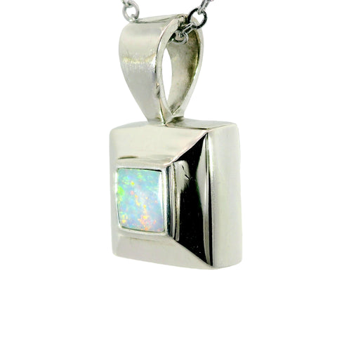 Light Opal Pendant in 925 Sterling Silver - Multicolour