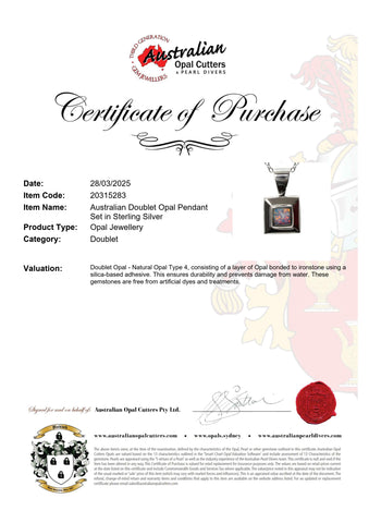 Light Opal Pendant in 925 Sterling Silver - Multicolour