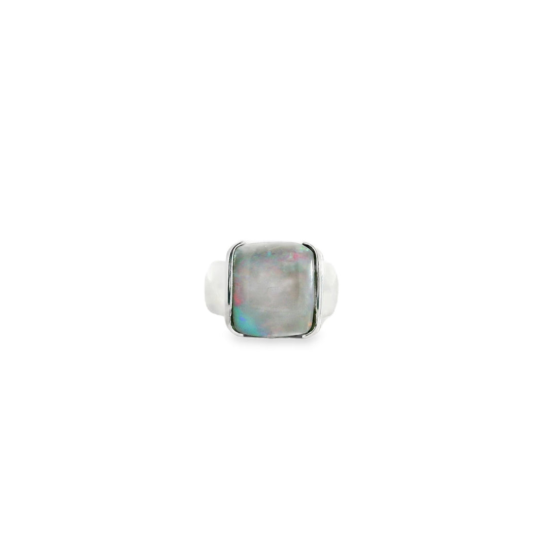 Australian Opal Black Ring set in Sterling Silver