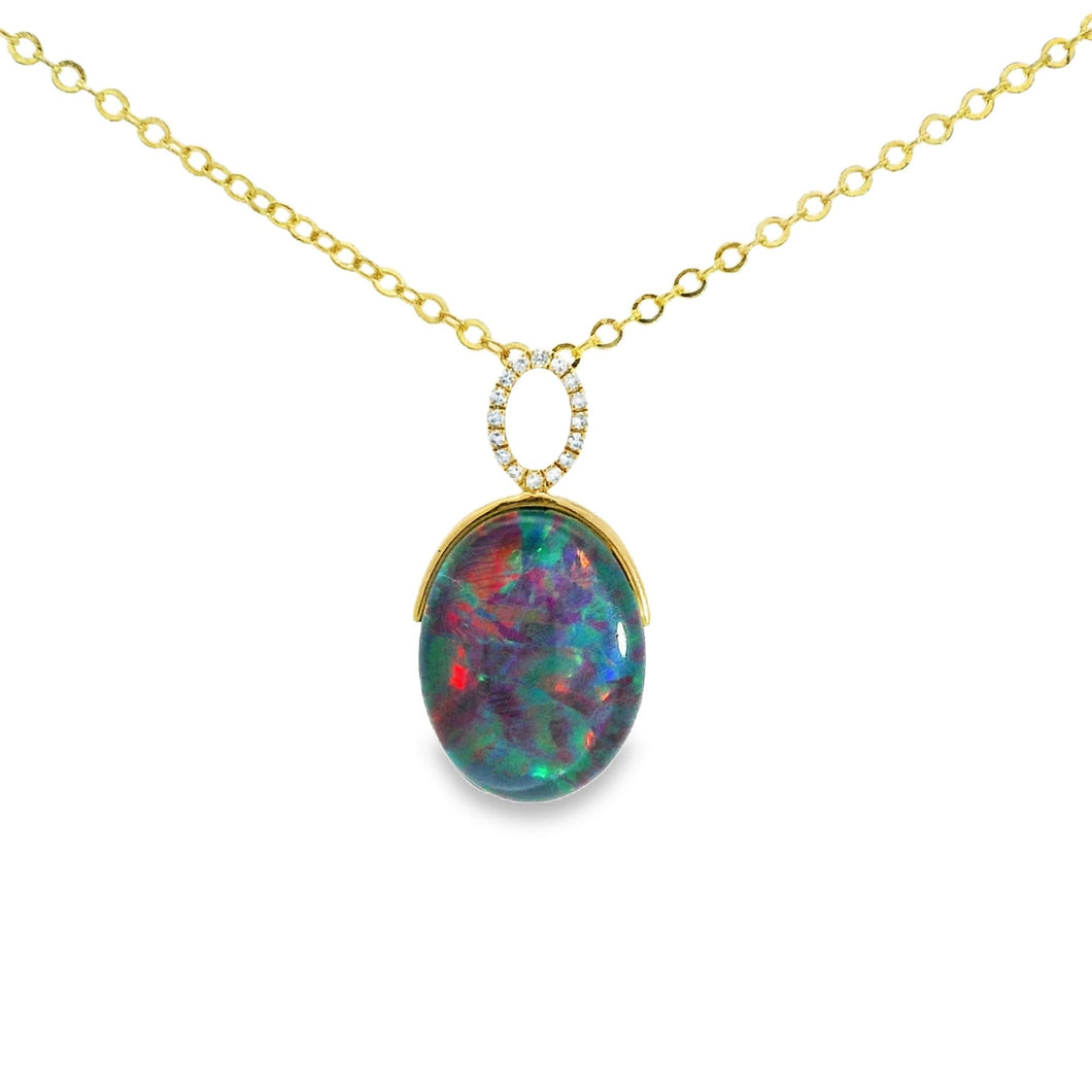 Australian Opal Triplet Pendant set in 14K Yellow Gold