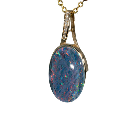 Triplet Opal Pendant in 14K Yellow Gold - Multicolour