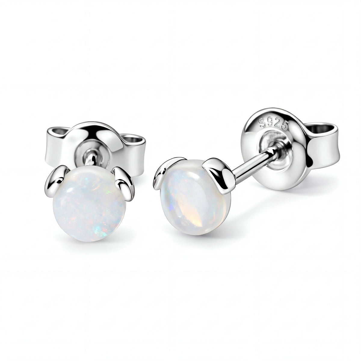 Light Opal Earrings in 925 Sterling Silver - Multicolour