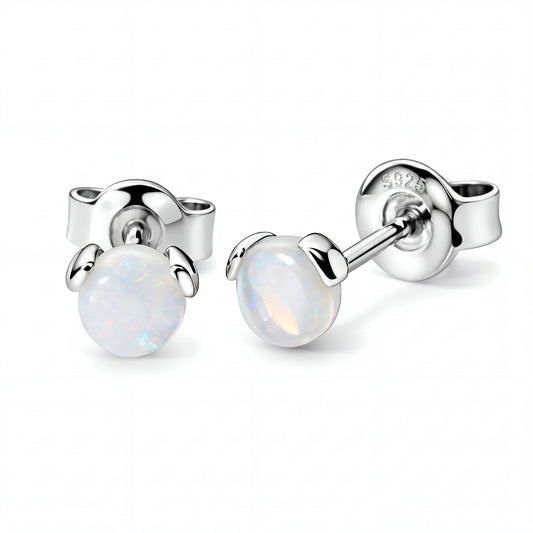 Light Opal Earrings in 925 Sterling Silver - Multicolour