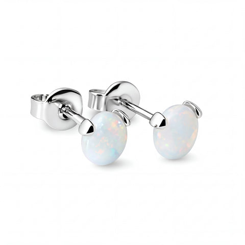 Light Opal Earrings in 925 Sterling Silver - Multicolour