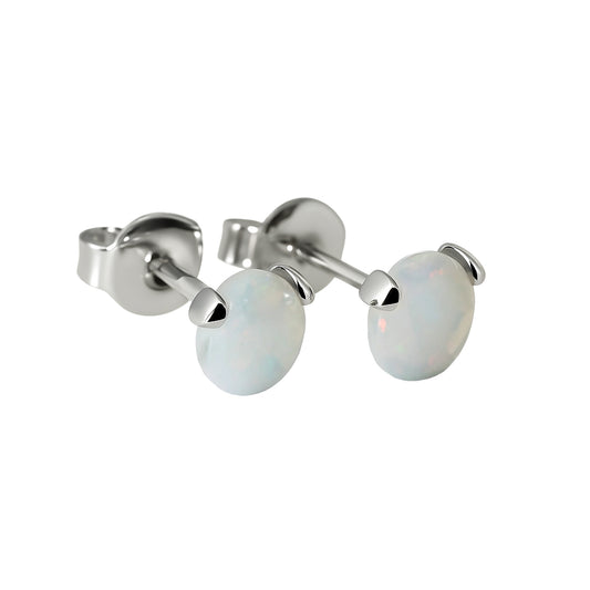 Light Opal Earrings in 925 Sterling Silver - Multicolour