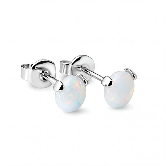 Light Opal Earrings in 925 Sterling Silver - Multicolour - Australian Opal Cutters and Pearl Divers